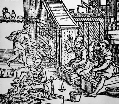 Minting coins with hand-held tools, c.1550 by Unbekannt Unbekannt